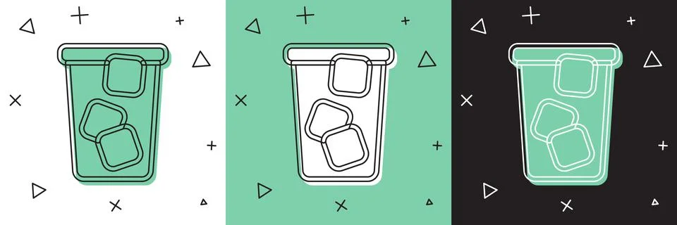 Set Ice tea icon isolated on white and green, black background. Iced tea. Vector Stock Illustration