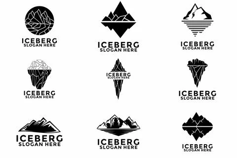 Set of Iceberg logo design vector, Awesome Iceberg Mountain Lake logo vecto.. Stock Illustration