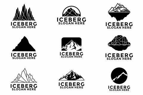 Set of Iceberg logo design vector, Awesome Iceberg Mountain Lake logo vecto.. Stock Illustration