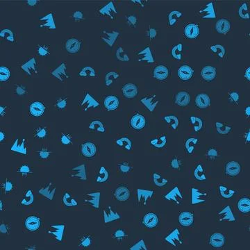 Set Icicle, Rainbow with clouds, Compass and Sunset on seamless pattern. Vector Illustrazione stock