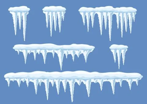 Set of icicles. Winter decoration for Merry Christmas and Happy New Year. Stock Illustration
