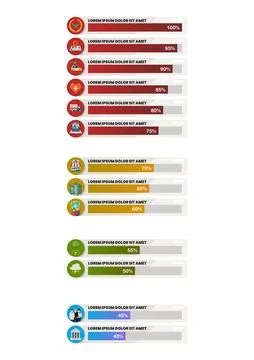 Set of Icon with bar tab template Stock Illustration