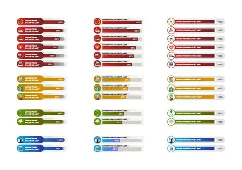 Set of Icon bars template collection Stock Illustration