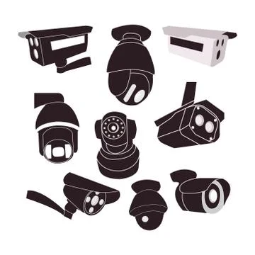 Set icon of CCTV cameras vector. Stock Illustration