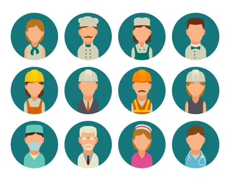 Set icon character builder. Vector flat illustration Stock Illustration