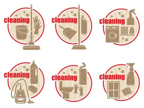Set of icon cleaning Stock Illustration