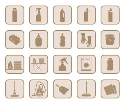 Set of icon cleaning Stock Illustration