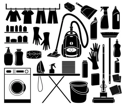 Set of icon cleaning Stock Illustration