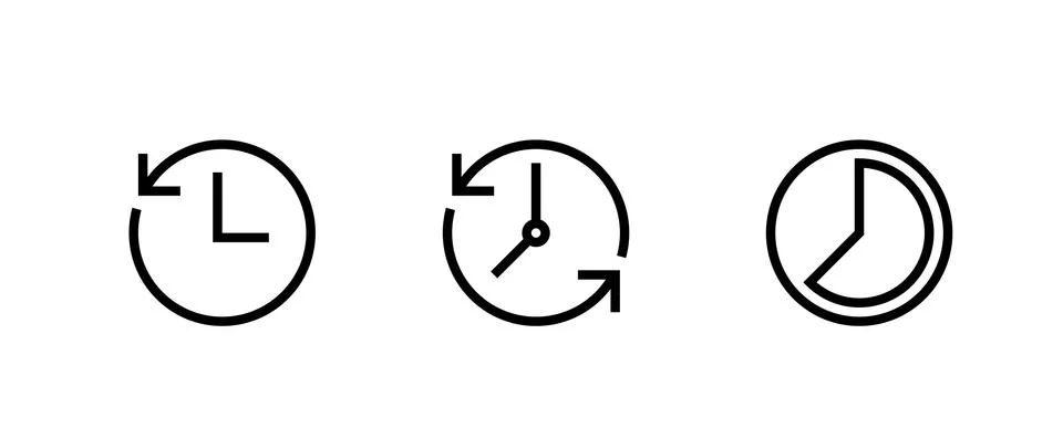 Set icon Clock on white background. Recent event history. Editable Vector Stock Illustration