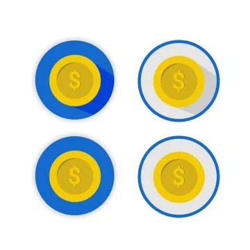 Set icon coin collection on eclipse shape isolated on white background Stock Illustration