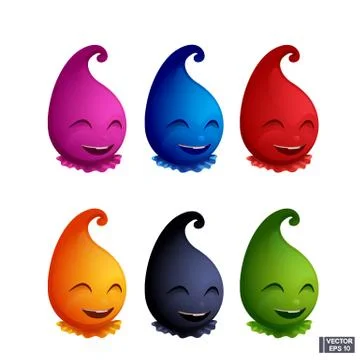 Set of icon colored drops. Stock Illustration