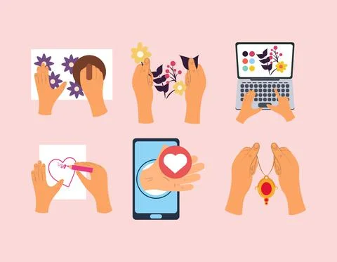 Set icon creating and knit Stock Illustration
