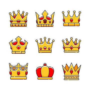 Set of Icon Crown Collection. Crown Vector Editable	 Stock Illustration