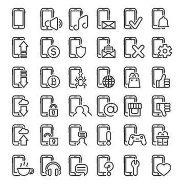 Set icon different smartphone with internet and media icon Stock Illustration