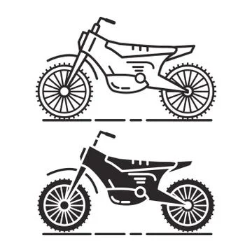 Set icon motorcycles a flat line art style a vector.Motorbike outline icons. Stock Illustration
