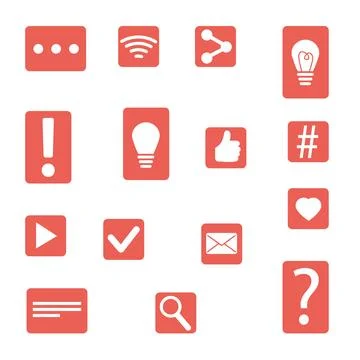 Set of icon for online on red background. Stock Illustration