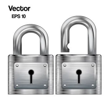 Set, icon padlocks open and closed. Metal structure. Vector Illustrazione stock