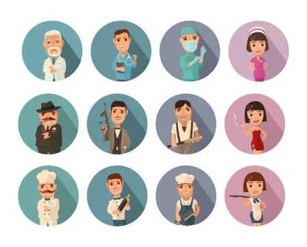 Set icon people different professions. Vector flat icon Stock Illustration