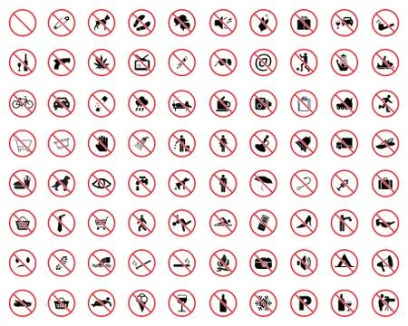 Set of icon of prohibited signs Stock Illustration