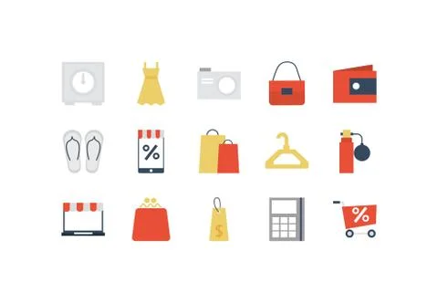 Set of icon shopping, e-commerce on white background Stock Illustration