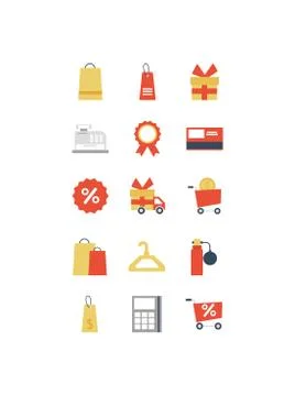 Set of icon shopping, e-commerce on white background Stock Illustration