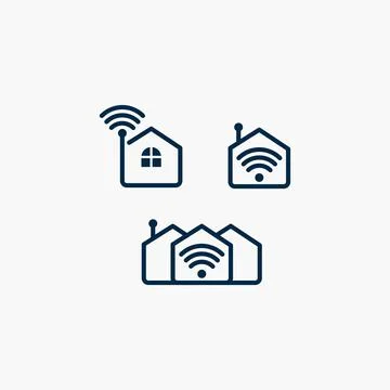 Set Icon Smart Home Net Service , Wireless House Logo Vector Stock Illustration