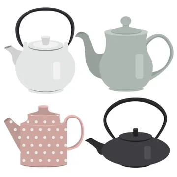 Set of icon tea pots Stock Illustration