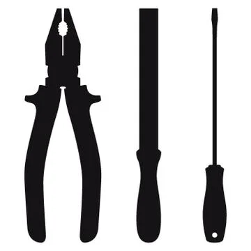 Set of icon tools black color for carpentry service, repair service, isolated Stock Illustration
