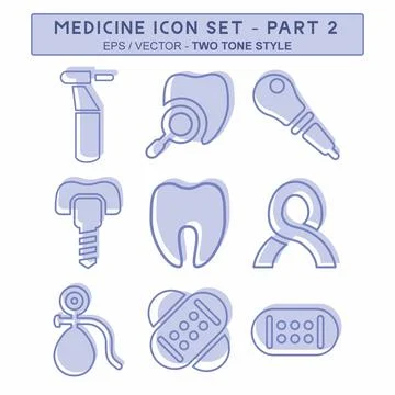 Set Icon Vector of Medicine Part 2 - Two Tone Style Stock Illustration