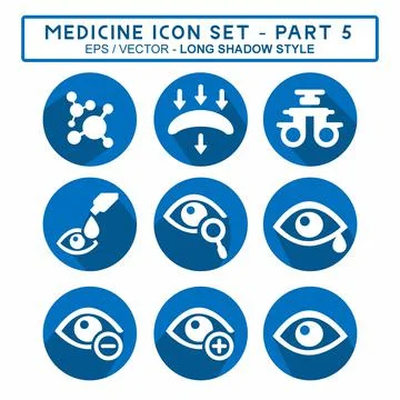 Set Icon Vector of Medicine Part 5 - Long Shadow Style Stock Illustration
