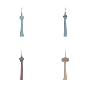 Set of iconic television tower illustrations Illustrazione stock