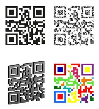 Set icons abstract qr code vector illustration Stock Illustration
