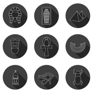 Set of icons on ancient Egypt theme Stock Illustration