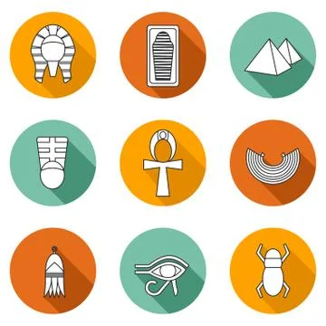Set of icons on ancient Egypt theme Stock Illustration