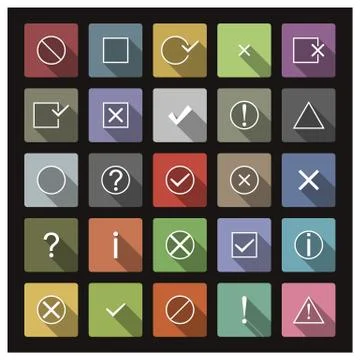Set of icons and signs, vector illustration. Illustrazione stock
