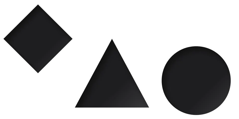 Set of icons of basic geometric shapes. Circle, equilateral triangle, squar.. Illustrazione stock