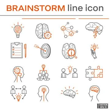 Set of icons, brainstorm. Stockillustratie