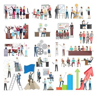 Set of Icons Business Theme Vector Illustration Illustrazione stock