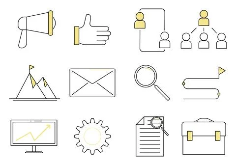 Set of icons for business theme, vector illustration. Stock Illustration