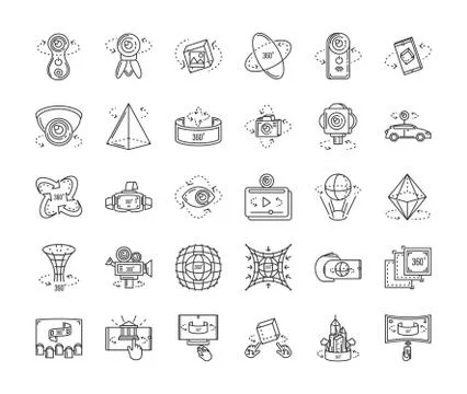 Set of icons camera 360 degrees 스톡 일러스트