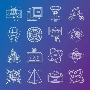 Set of icons camera 360 degrees Stock Illustration