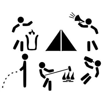 Set icons of camping rules Stock Illustration