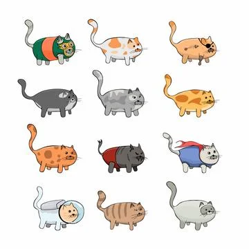 Set of icons with cats Stock Illustration