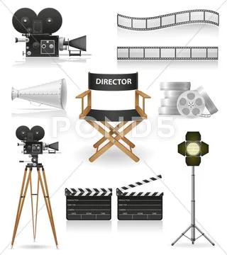 Set icons cinematography cinema and movie illustration Stock Illustration