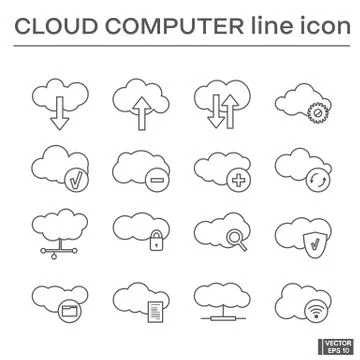 Set of icons, cloud computer. Иллюстрация