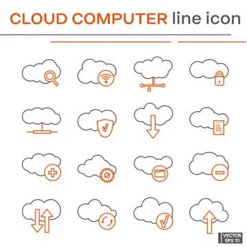 Set of icons, cloud computer. Stockillustratie