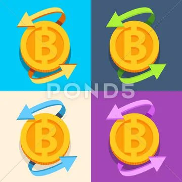 Set of icons coin with the inscription B Stock Illustration
