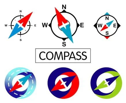 Set Icons Compass isolated on white background. Stock Illustration
