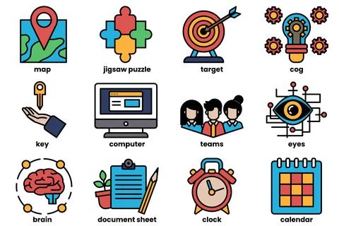 A set of icons for a computer program Stock Illustration