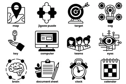 A set of icons for a computer program Stock Illustration